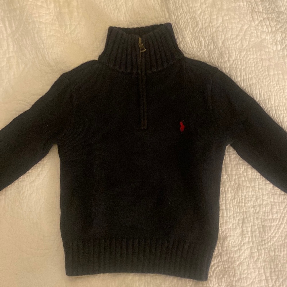Little boys Polo Ralph Lauren 3/4 zip sweater in black